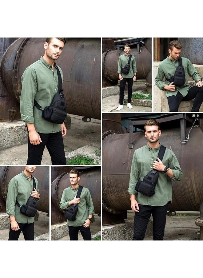 yongsheng Cycling Travel Riding Shoulder Bag，Tactical Military Chest Sling Bag Water Resistant Shoulder Backpack Mens One Strap Daypack with Water Bottle Holder  - Image 2