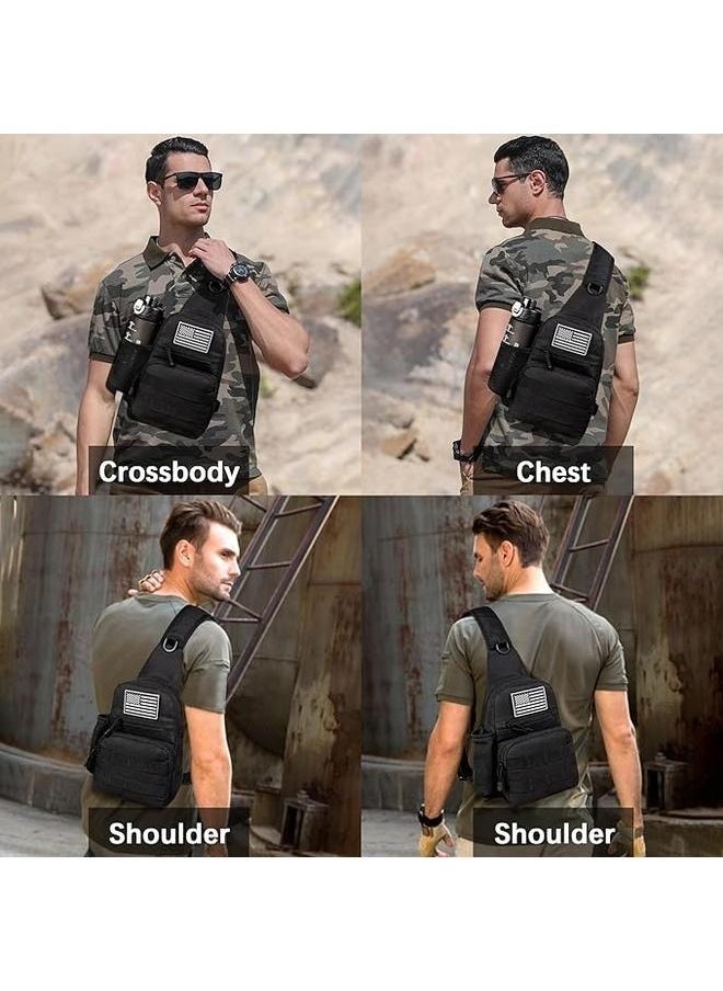 yongsheng Cycling Travel Riding Shoulder Bag，Tactical Military Chest Sling Bag Water Resistant Shoulder Backpack Mens One Strap Daypack with Water Bottle Holder  - Image 4