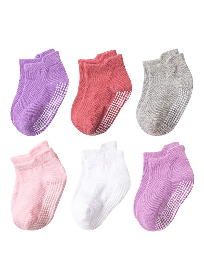 6 Pairs Baby Socks With Grippers, Non Slip Grip Baby Socks - Image 1
