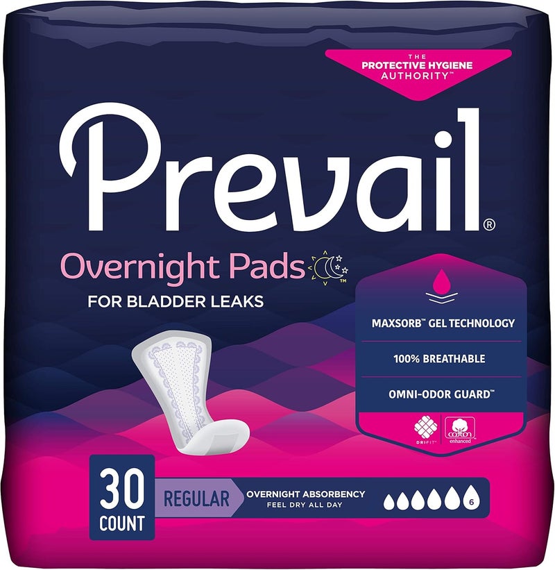 Prevail Proven - Incontinence Bladder Control Pads - Bladder Leak Pads - Overnight Absorbency, 30 Count Bag - Image 1