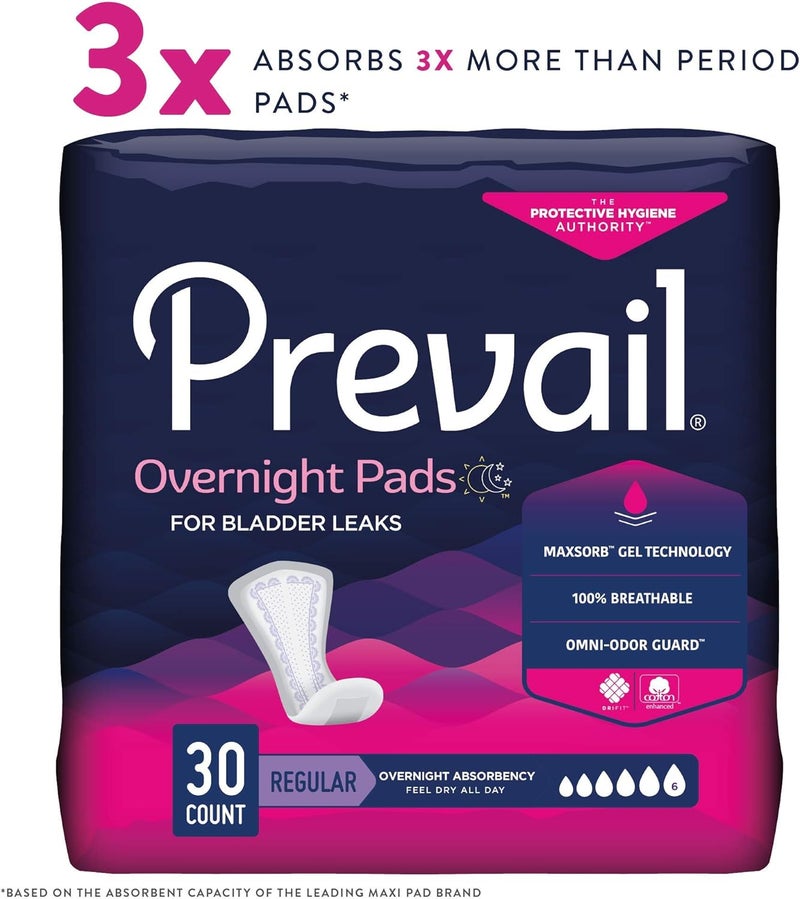 Prevail Proven - Incontinence Bladder Control Pads - Bladder Leak Pads - Overnight Absorbency, 30 Count Bag - Image 2