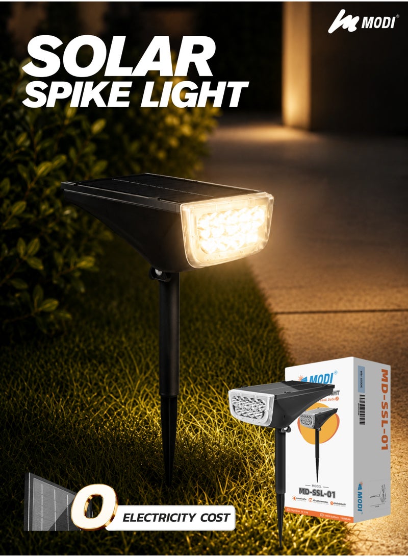 MODI Solar LED Spike Light Outdoor - Warm White Light - IP65 Waterproof Garden Light - Image 1