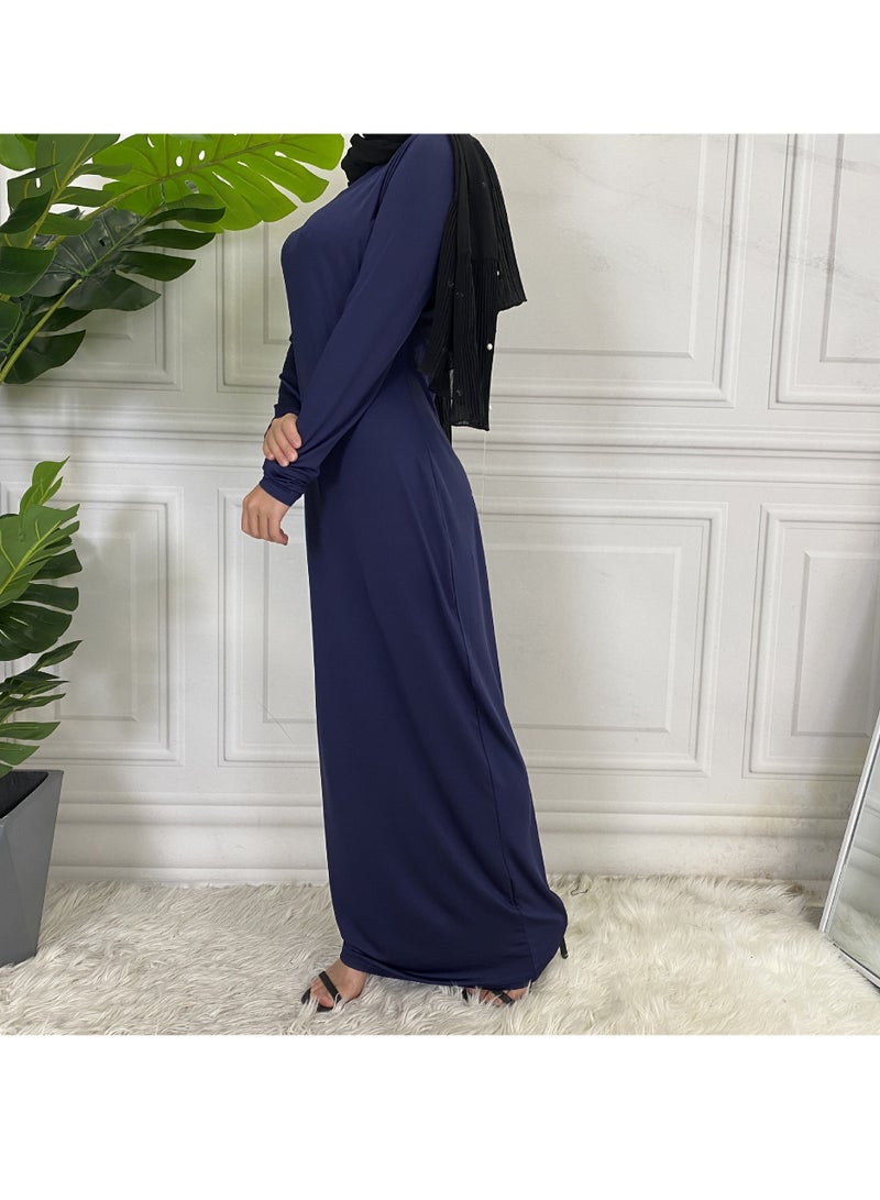 إسكدنيا Mock Neck Casual Abaya, Soft Breathable Long Sleeve Women Abaya Dress, Long Lasting Comfortable Normal Muslim Women Islamic Dress for Prayer, Daily Wear, Occasion Wear, ( Size XL, Maroon Red) - Image 2