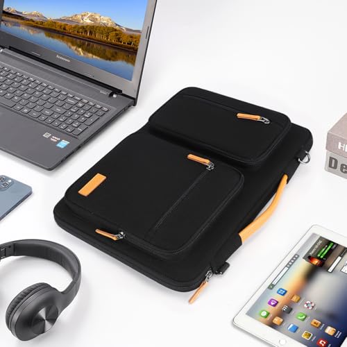DOMISO 17 inch Laptop Sleeve Protective Case Cover Compatible with 17-17.3 inch HP Dell ASUS Lenovo Chromebook,Waterproof Computer Cases Bag with Shoulder Strap,Black - Image 3