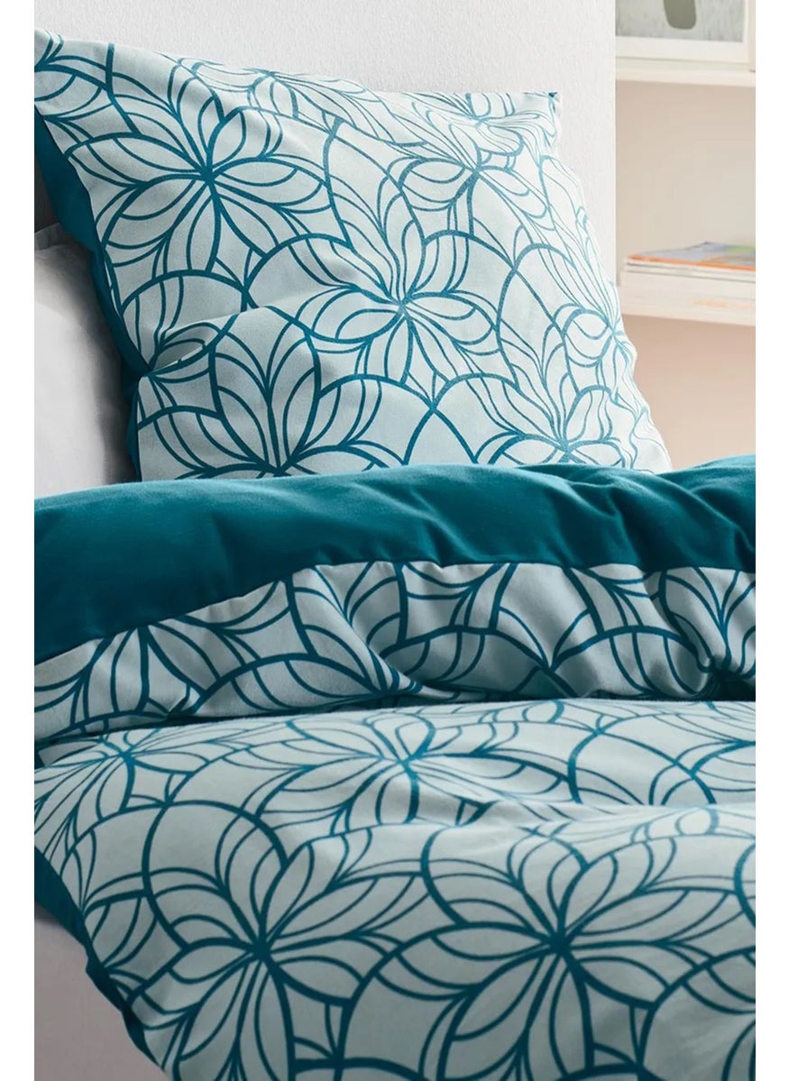 Tchibo Single Graphic Print Flannelette Duvet Cover Set, Multicolor  - Image 1