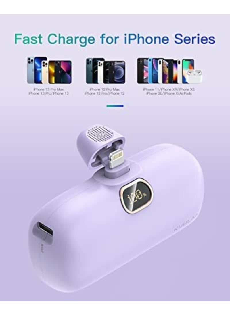 KUULAA KUULAA 5000mAh Mini Power Bank, 20W PD Quick Charge Portable Charger Battery Pack, LED Digital Display, Compatible with iPhone 14/14 Pro/14 Pro Max/ iPhone 13/13 Pro/13 Pro Max12/12 Pro/12 Pro Max/11  - Image 5