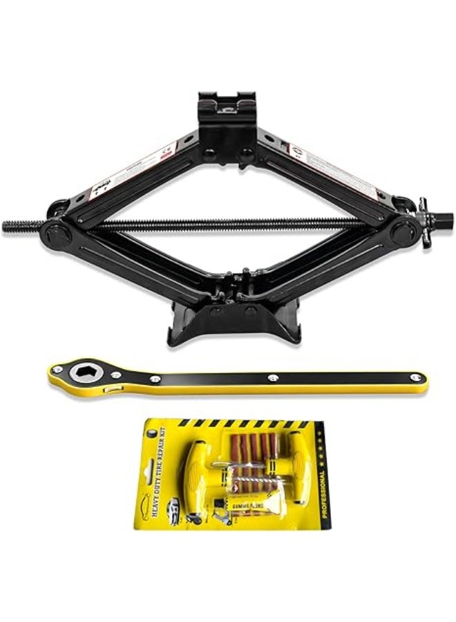 Scissor Jack Kit 2 Ton – Compact Car Lift with Smart Ratchet Wrench for Easy Tire Changing, SUV & MPV Compatible - Image 1
