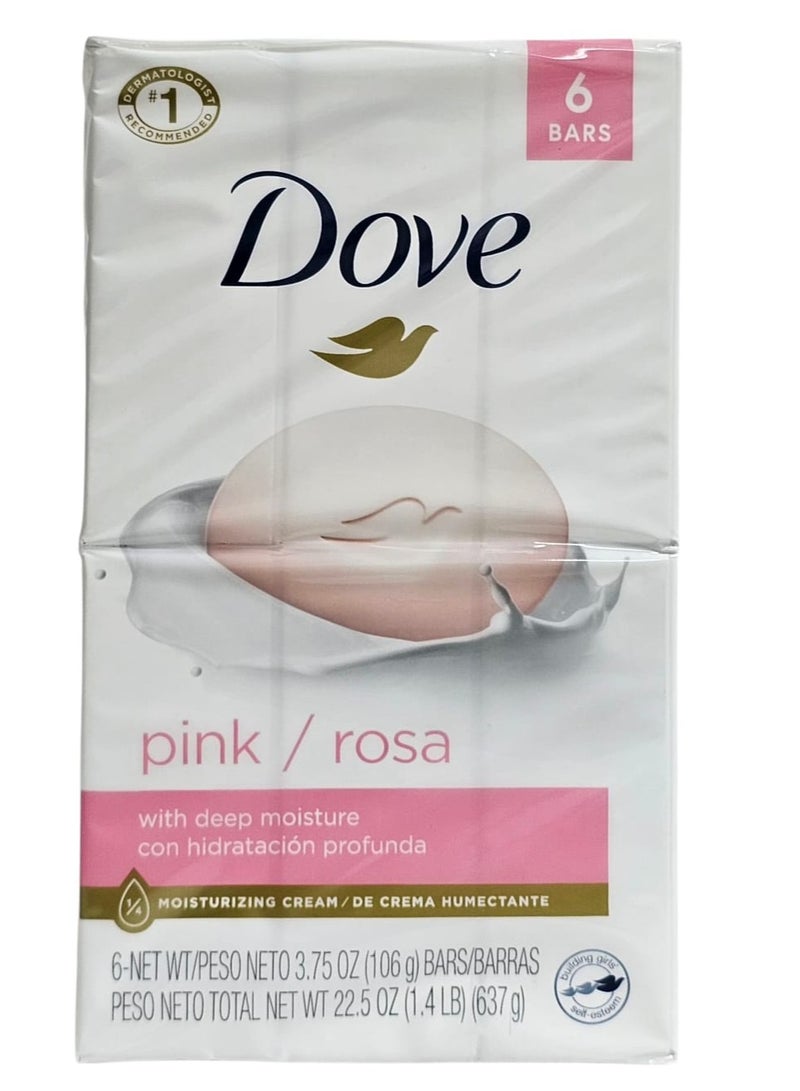 دوف صابون الجمال من دوف لبشرة أكثر نعومة وردية أكثر ترطيبًا 3.75 أونصة 6 قطع
