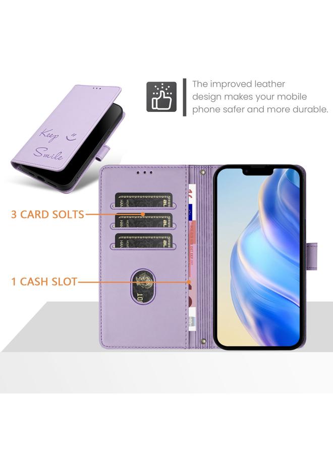 اس-توب جراب هاتف iPhone 15 Plus من الجلد المنقوش بتقنية RFID المبتسمة - Image 4