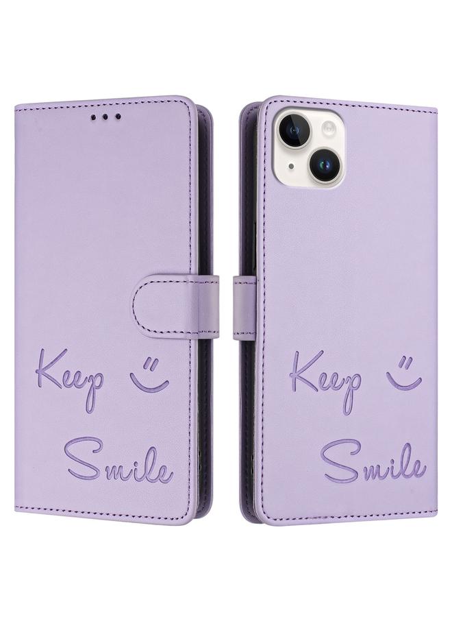 اس-توب جراب هاتف iPhone 15 Plus من الجلد المنقوش بتقنية RFID المبتسمة - Image 3