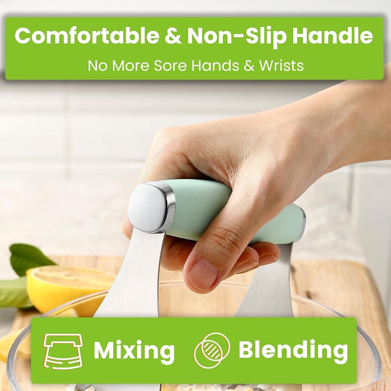 Spring Chef XL Stainless Steel Pastry Cutter Tool for Baking - Heavy Duty Dough Blender - Butter & Dough Cutter Tool with Sharp Blades - Pastry Blender for Easy Mixing - Dishwasher Safe - Mint - Image 4