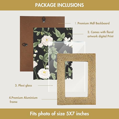 BEHOMA Golden Aluminium Hammered Rectangular Photo Frame Tabletop | Best Gift For Home Decor, Birthday, Anniversary, Festivals, Housewarming | Gold Finish (5X7 Inches) - Image 3