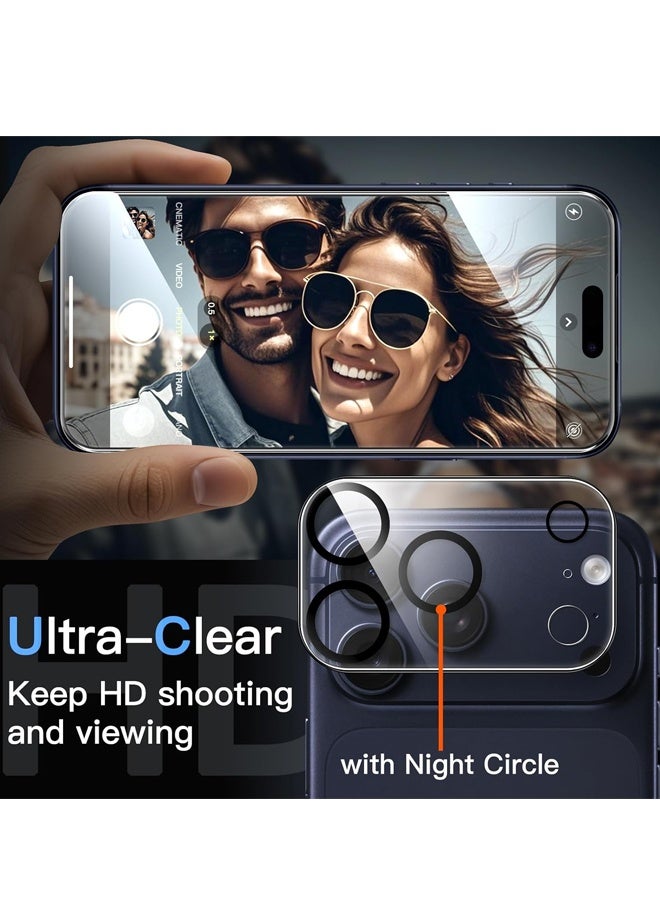2 Pcs Each Tempered Glass Screen Protector and 2 Pcs Camera Lens Protector for iPhone 17 Pro 6.3-Inch, Translucent Back Shockproof Phone Cover (Black) - Image 3