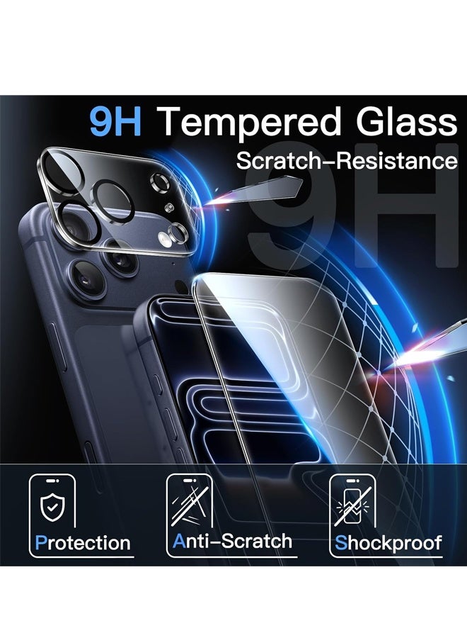 2 Pcs Each Tempered Glass Screen Protector and 2 Pcs Camera Lens Protector for iPhone 17 Pro 6.3-Inch, Translucent Back Shockproof Phone Cover (Black) - Image 2