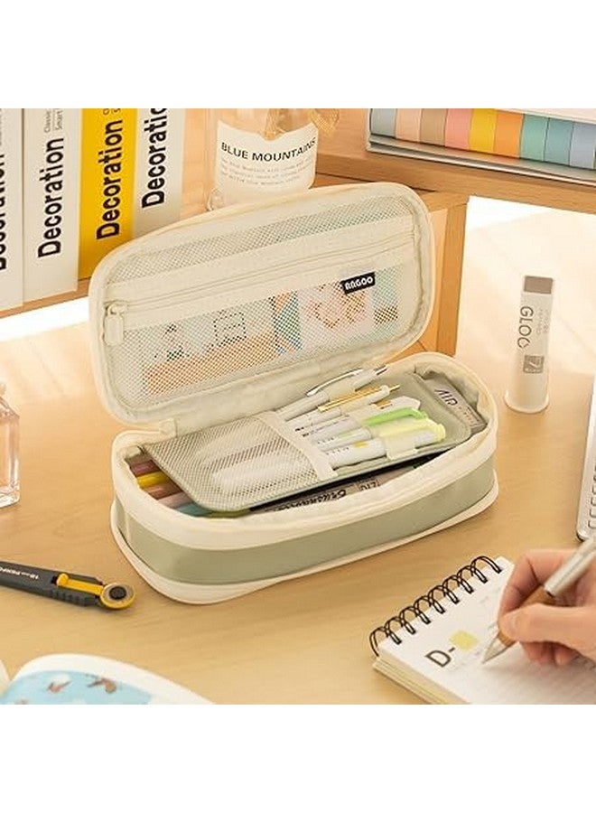 KAYZON KAYZON Polyester Cute Aesthetic Big Capacity Zipper Pencil Cases,Big Capacity Special Pencil Pen Case Office College School Large Storage High Capacity Bag Pouch Boys Office (Pack Of 1, Green) - Image 5