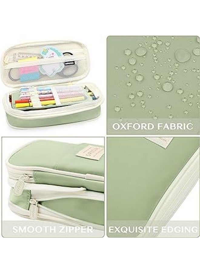 KAYZON KAYZON Polyester Cute Aesthetic Big Capacity Zipper Pencil Cases,Big Capacity Special Pencil Pen Case Office College School Large Storage High Capacity Bag Pouch Boys Office (Pack Of 1, Green) - Image 4