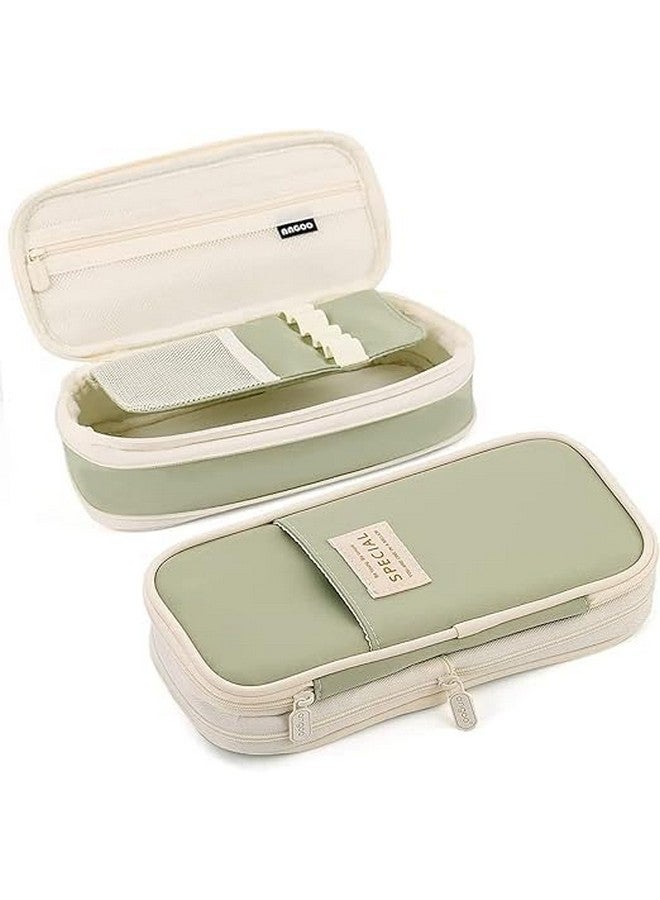 KAYZON KAYZON Polyester Cute Aesthetic Big Capacity Zipper Pencil Cases,Big Capacity Special Pencil Pen Case Office College School Large Storage High Capacity Bag Pouch Boys Office (Pack Of 1, Green) - Image 1