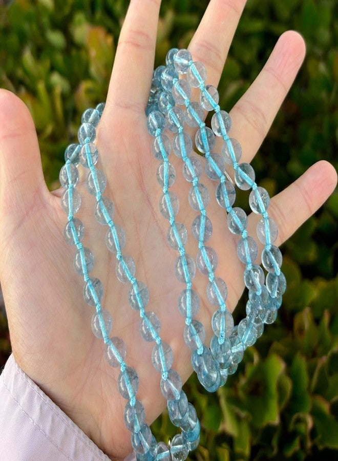 Adabele Premium 108 Mala Bead Tassel Necklace - Real 8mm Natural Light Blue Topaz Semi Precious Crystal Buddhist Japa Prayer Beaded Jewelry RGN16 - Image 2