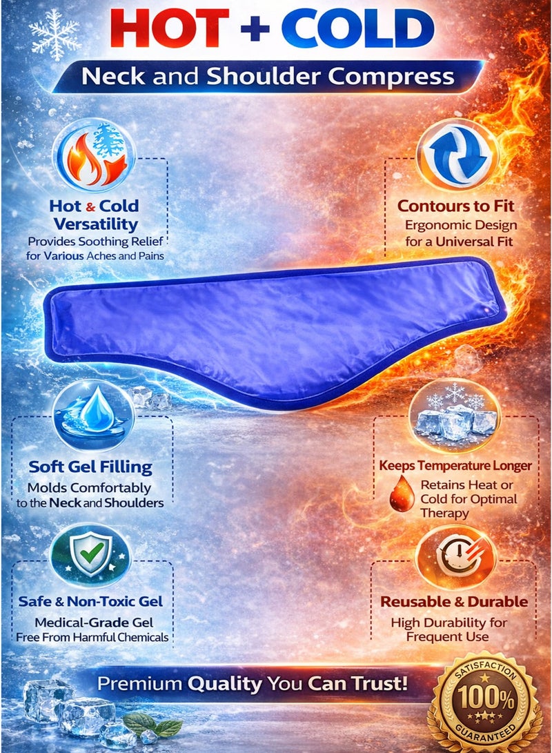 Spectrum Hot And Cold Neck and Shoulder Compress 58 x 15 cm Extra Large Reusable Gel Pack – Dual Hot & Cold Therapy for Neck Pain Shoulder Pain Upper Back Muscle Relief – Heat & Ice Compress for Swelling Inflammation Stiff Joints Cramps Tension Headache Relief - Image 5