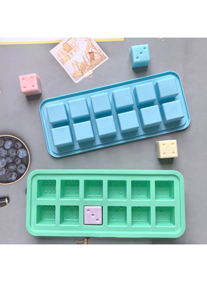 12 Even Dice Ice Cube 660 Silicone Ice Cube Mold DIY Chocolate Biscuit Cake Ice Box Small Ice Cube Tray-Color:2 Bags (color Can Be Noted)