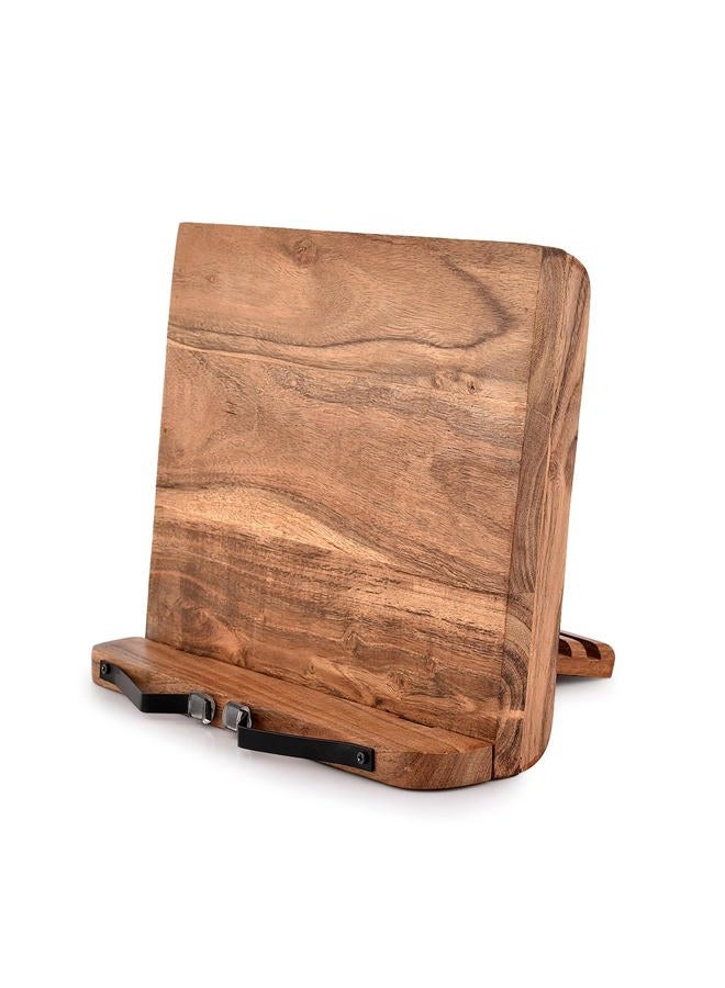 NIRMAN Acacia Wood Book Stand Adjustable Angle Reading Book Holder for Textbook, Receipe, Music Books, Tablet for Home Office Kitchen Lightweight Bookstand (11" x 9" x 1.5") - Image 1