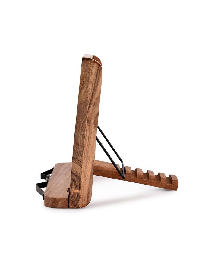 NIRMAN Acacia Wood Book Stand Adjustable Angle Reading Book Holder for Textbook, Receipe, Music Books, Tablet for Home Office Kitchen Lightweight Bookstand (11" x 9" x 1.5") - Image 3