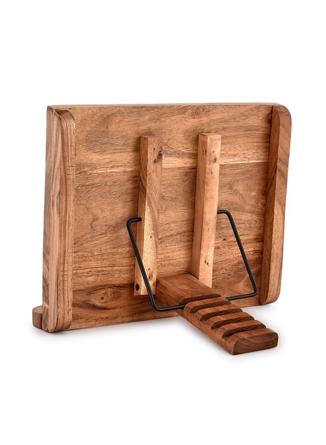 NIRMAN Acacia Wood Book Stand Adjustable Angle Reading Book Holder for Textbook, Receipe, Music Books, Tablet for Home Office Kitchen Lightweight Bookstand (11" x 9" x 1.5") - Image 4