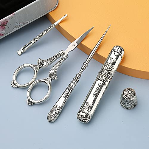 Butuze Embroidery Scissors, Complete Vintage Sewing Tools, with Sewing Needle Box, Awl, Sewing Thimble, Threader for Sewing, Cutting, Art Work, Embroidery, Needlework Retro - Image 3