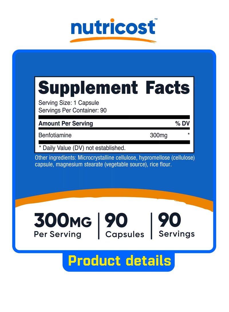 Nutricost Benfotiamine, 300 mg, 90 Capsules - Image 2