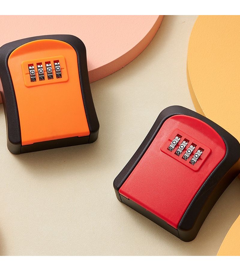 Orange Password Key Box Durable Waterproof Lock Storage with Resettable Code Portable Pin Shaft for Door Keys Home Hardware Accessories - Image 3