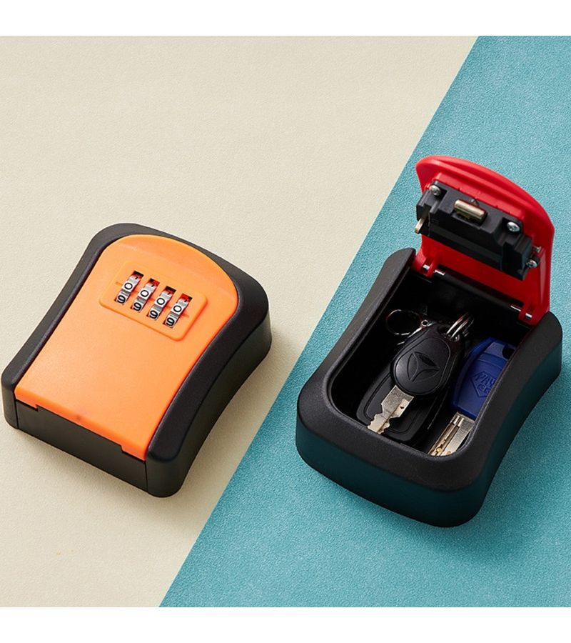 Orange Password Key Box Durable Waterproof Lock Storage with Resettable Code Portable Pin Shaft for Door Keys Home Hardware Accessories - Image 1