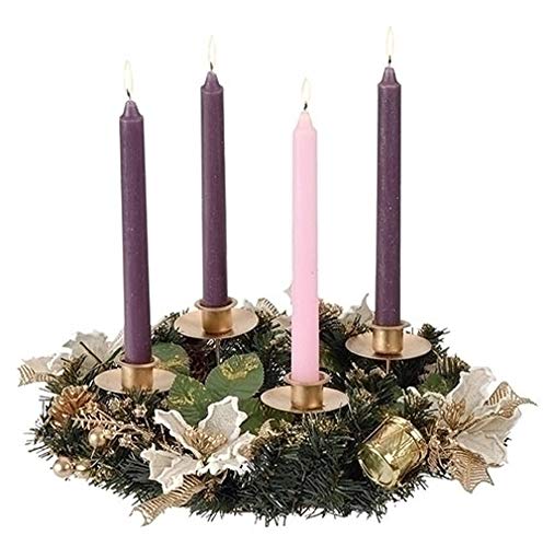 Roman Ivory Poinsettia Christmas Advent Wreath (no Candles) - Image 4