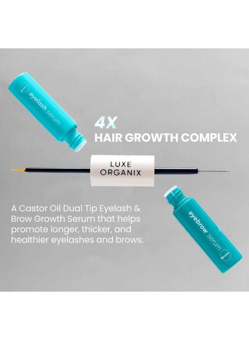 Luxe Organix Castor Oil Dual Tip Eyelash & Brow Growth Serum 12ml - Longer, Thicker & Healthier Lashes & Brows - Image 5