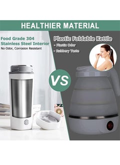 ET-LIFE Portable Electric Kettle, Stainless Steel Liner Travel Electric Cup Home Mini Heating Teapot Fast Cooking Single Cup Water Heater 350ml Hot Water Bottle (White)  - Image 3