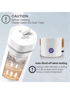 ET-LIFE Portable Electric Kettle, Stainless Steel Liner Travel Electric Cup Home Mini Heating Teapot Fast Cooking Single Cup Water Heater 350ml Hot Water Bottle (White)  - Image 2