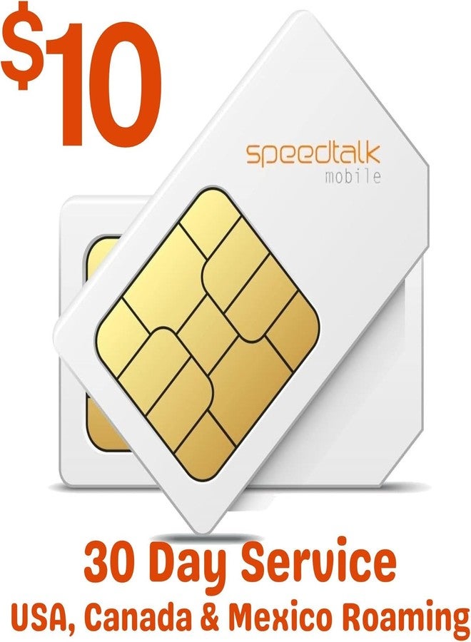 مجموعة شريحة SIM لتتبع الأجهزة من SpeedTalk Mobile بسعر 10 دولارات، بيانات غير محدودة لأجهزة التتبع عبر شبكة الجيل الرابع GPS، أجهزة تحديد المواقع للحيوانات الأليفة وكبار السن والأطفال والسيارات | شريحة SIM 3 في 1 قياسية، مايكرو، نانو | خطة خدمة لمدة 30 يومًا بدون عقد، تغطية في الولايات المتحدة - Image 1