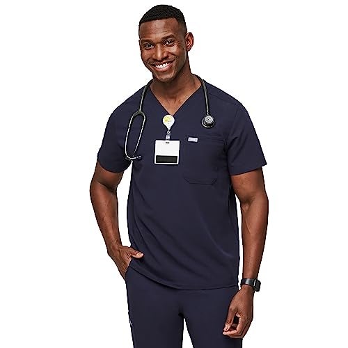 FIGS Leon Three-Pocket Scrub Top for Men - Navy Blue, S - Image 1