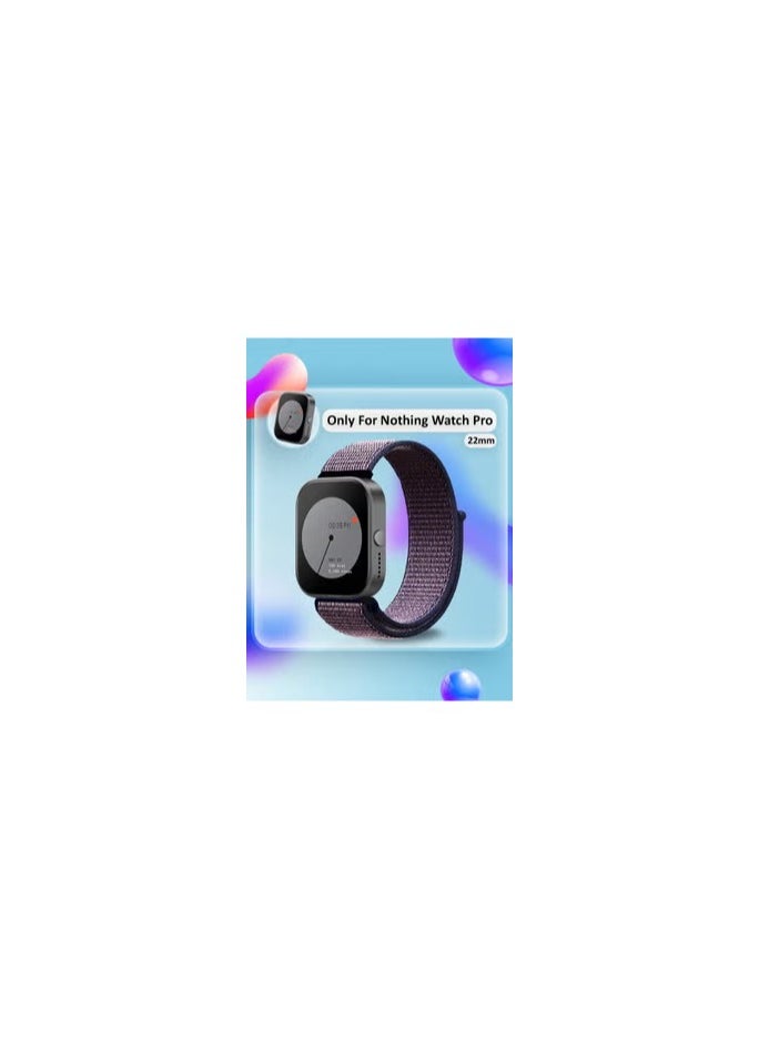 CATANES - (for Nothing Watch Pro 22mm) Nylon Strap,Quick Release Bands for Women Men Sport Wristband Strap Dark Purple/Dark Blue - Image 1