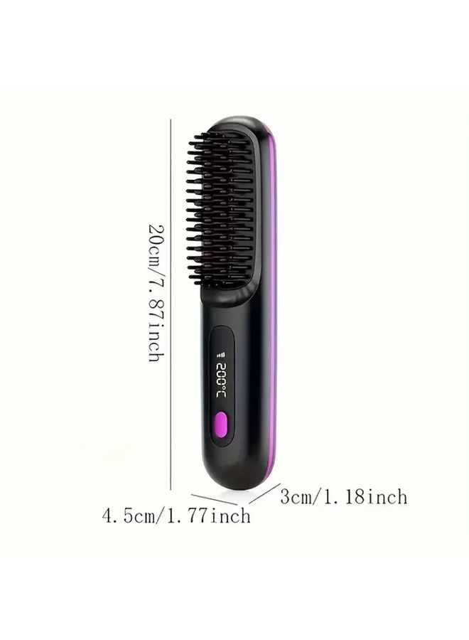 Black Portable Wireless Hair Straightener USB Charging 3 Temperature Settings Travel Friendly LED Display - Image 5