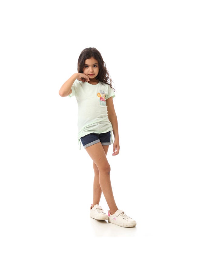 Andora Printed Light  Fashionable Summer Girls T-Shirt - Green  - Image 1