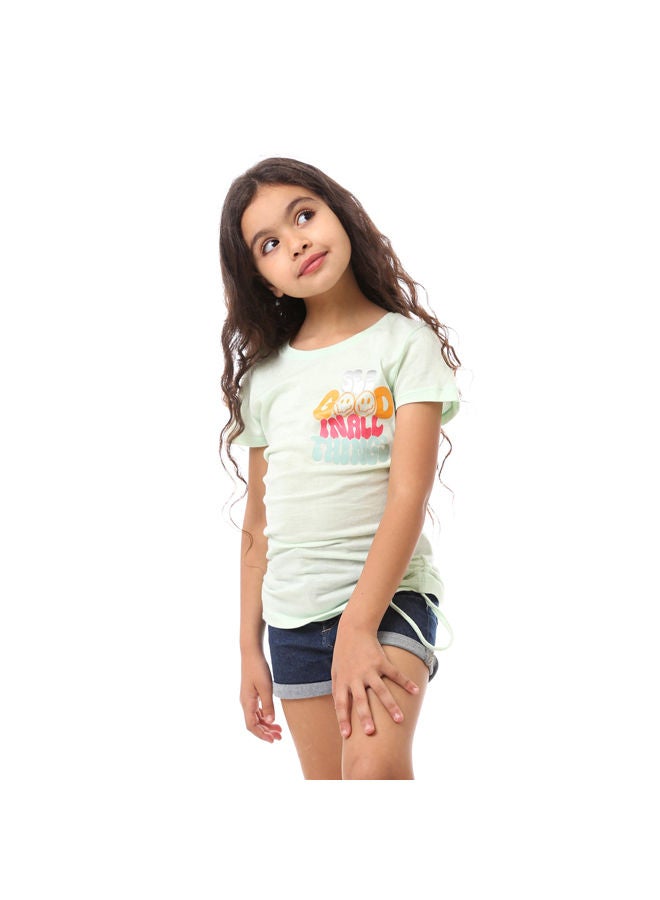Andora Printed Light  Fashionable Summer Girls T-Shirt - Green  - Image 4