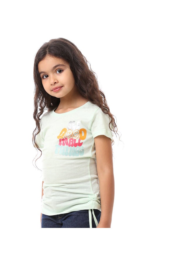 Andora Printed Light  Fashionable Summer Girls T-Shirt - Green  - Image 2