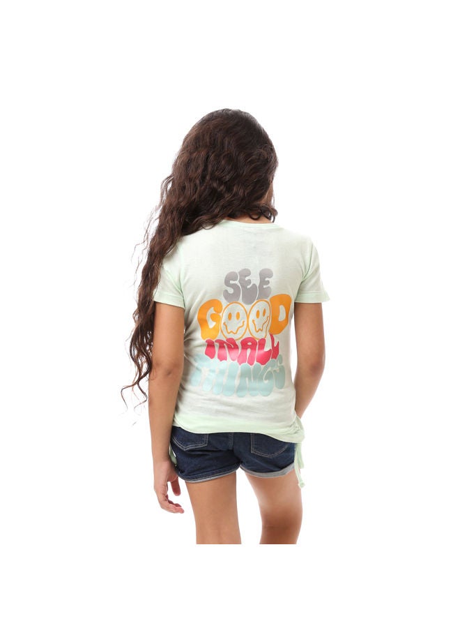 Andora Printed Light  Fashionable Summer Girls T-Shirt - Green  - Image 3