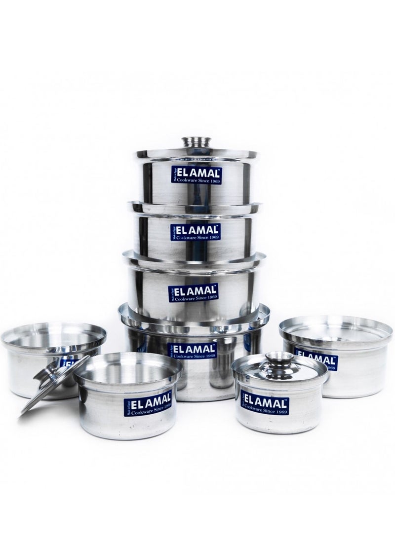 الأمل طقم قدور ألمنيوم من الأمل مكون من 8 قدور صناعة مصرية مقاس 16/18/20/22/24/26/28/30 سم - Image 2