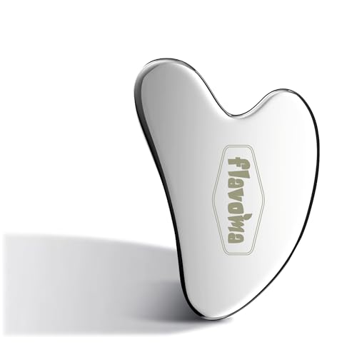Flavoma Stainless Steel Gua Sha Tool For Face || Face Massage and Skincare || Tighten Skin Care Tools || Gua Sha Scraper for Wrinkles Dark Spots || Massage Tool For Body Eyes Neck - Image 1