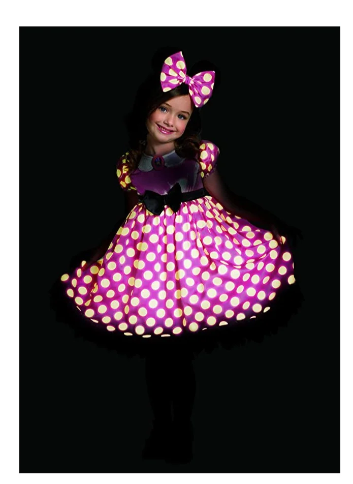 دسغايز Child Pink Minnie Mouse Glow In The Dark Disney Costume