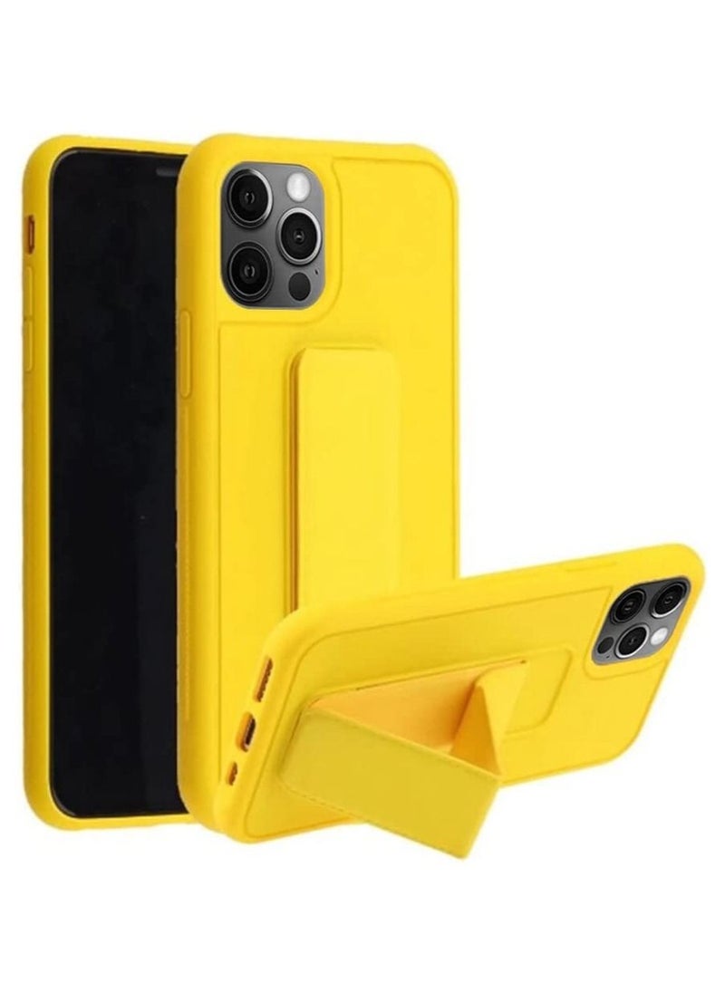 VITION Case Cover For iPhone 13 Pro Max, Finger Grip  Phone holder Case Car Magnetic Multi-function 3 in 1 Shockproof Back Cover Protective Case (iPhone 13 Pro Max Yellow)  - Image 5