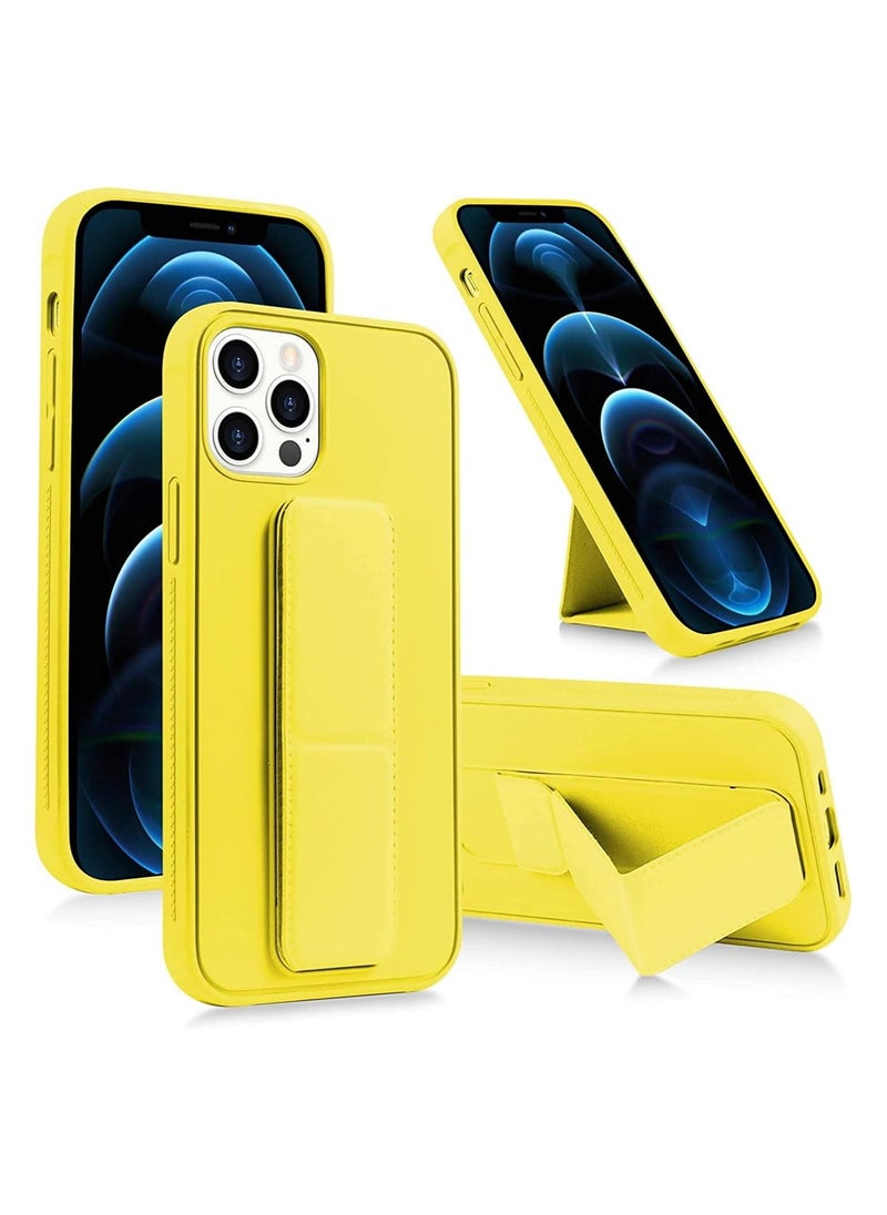 VITION Case Cover For iPhone 13 Pro Max, Finger Grip  Phone holder Case Car Magnetic Multi-function 3 in 1 Shockproof Back Cover Protective Case (iPhone 13 Pro Max Yellow)  - Image 1