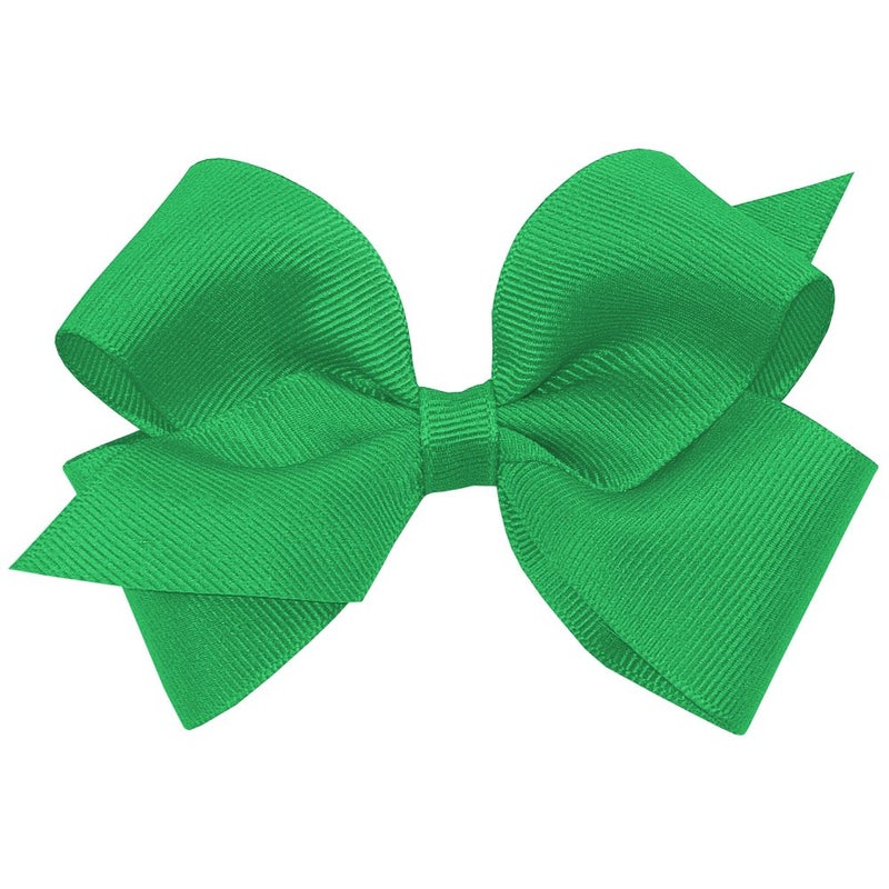 Wee Ones Girls' Plain Wrap Classic Grosgrain Hair Bows on a WeeStay No-Slip Hair Clip, Handmade, Small, Green - Image 1