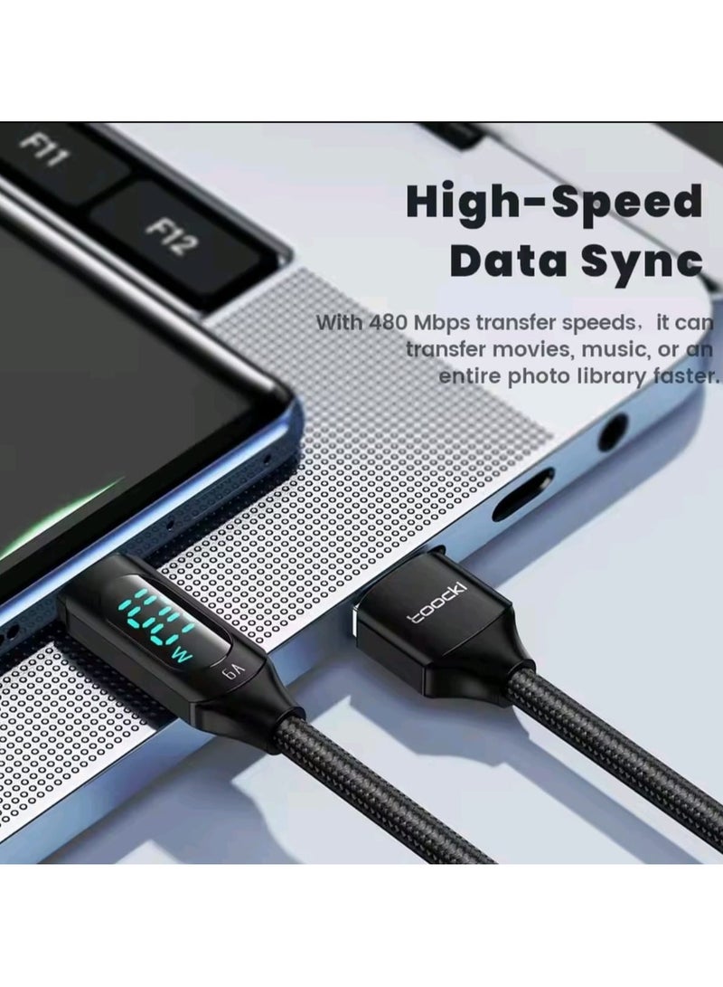 toocki *Toocki 100W USB Type C Cable with LED Display – Super Fast Charging & Data Sync Cable* - Image 2